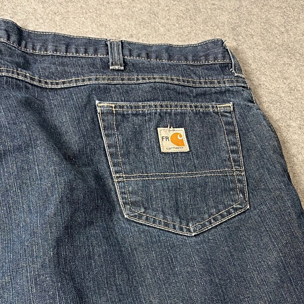 Carhartt Men's Blue FR Denim Work Pants 48x30 flaw on left side of hip see pic
